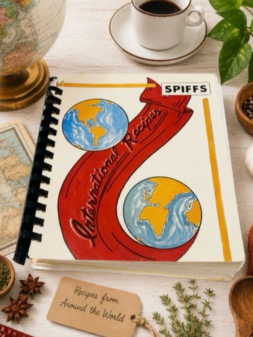 SPIFFS International Recipes Cookbook VTG Spiral Bound World Ethnic Cuisine